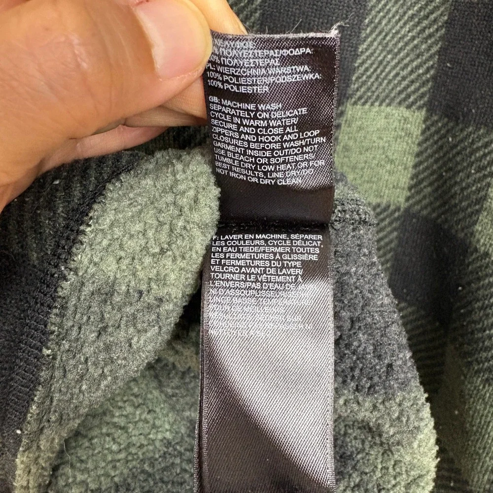 The North Face Mens 1/4 Zip Fleece Sweater XXL Green Plaid Pocket Elbow Patches